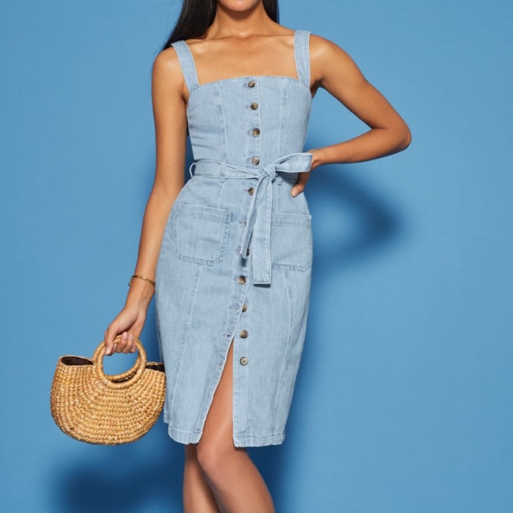 REFORMATION denim button down dress
